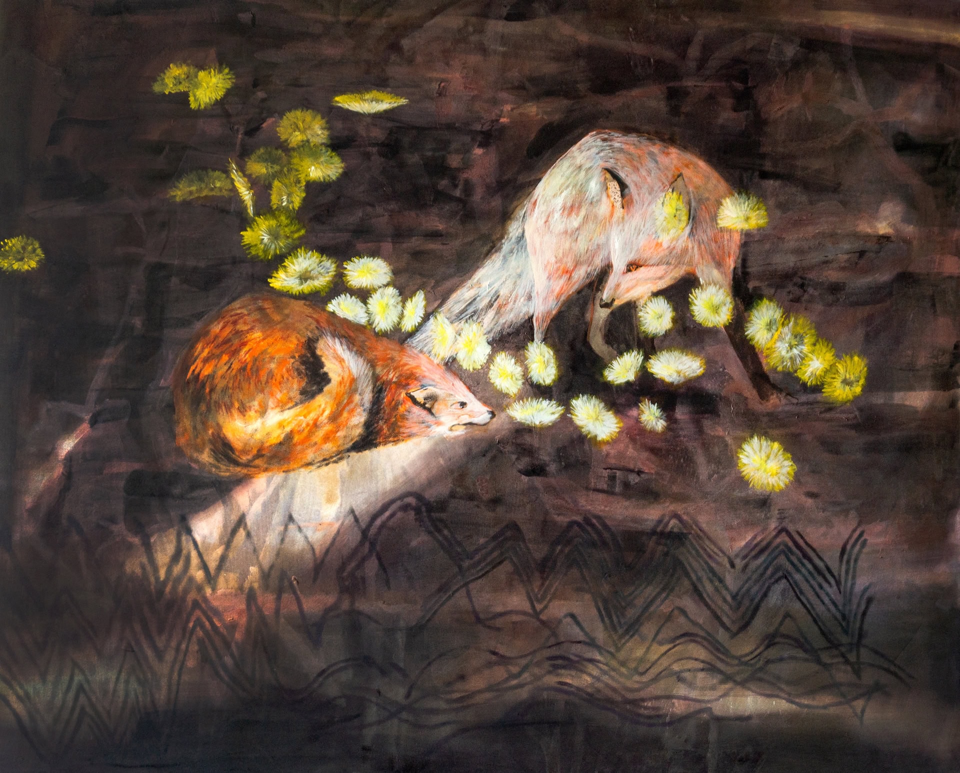 Calycanthus, 120 x 148 cm, olio e acrilico su tela, 2025